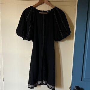 En Saison Black Midi Dress with Contrast Stitching